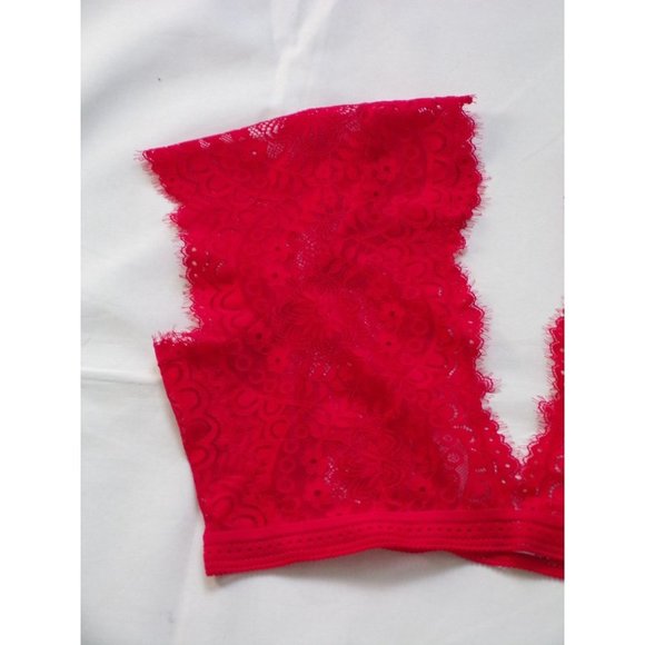 FREE PEOPLE Eyes on You Lace Plunge Bralette Red X-Large NEW - Picture 6 of 7